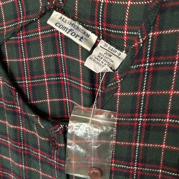 All American Comfort Green Plaid Button Front Flannel Jumper Dress 20W Modest - Picture 3 of 8